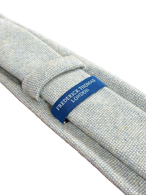 mint pistachio wool tie with  blue flecks